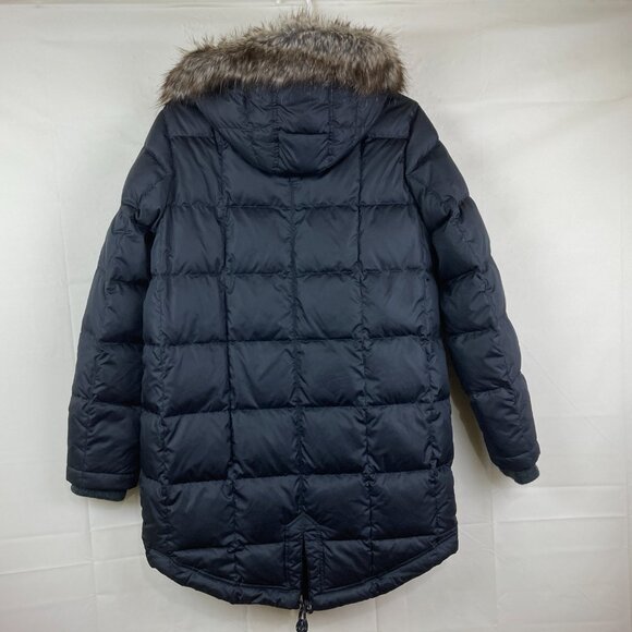 Eddie Bauer Women Sz M Black Goose Down Puffer Parka Warm Winter Hooded Jacket - Picture 8 of 8